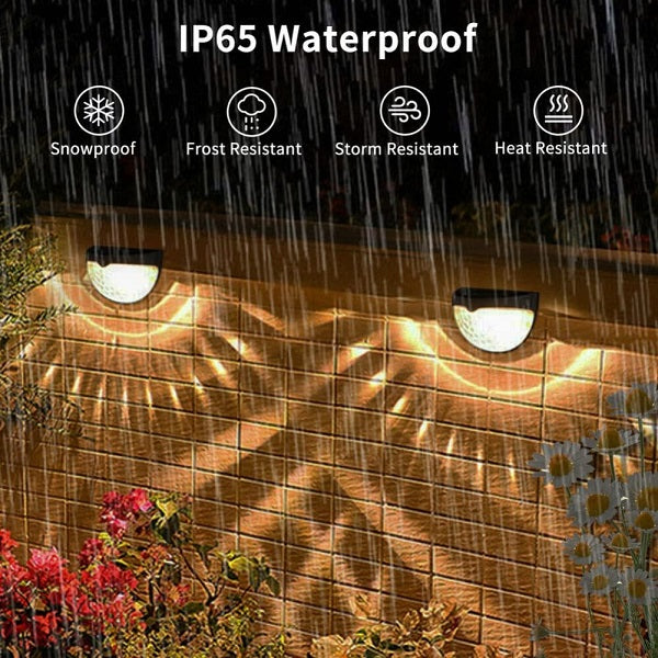 Solar Powered Semi-Circle Wall Lamp Pack Of 2 Warm White