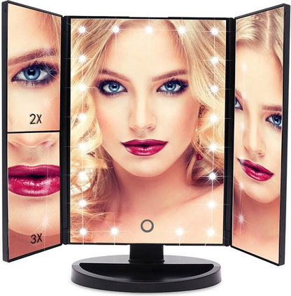 Desktop Mirror with LED Light + Magnifiers