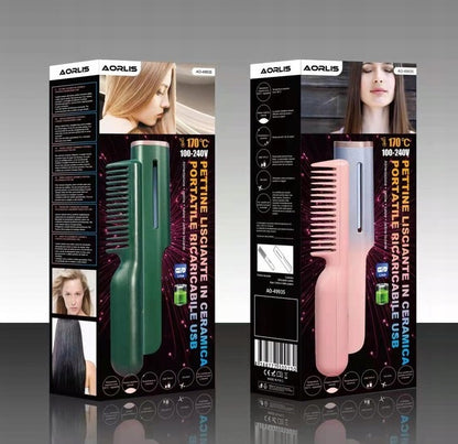 Rechargeable Portable Ceramic Heated Comb Iron