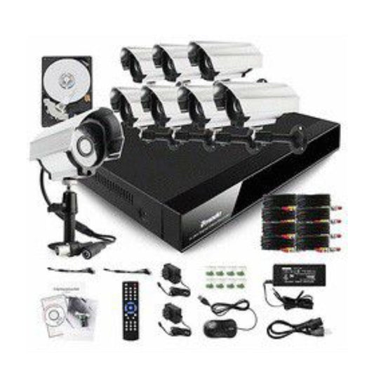 Complete 8 Channel CCTV D.I.Y Kit with 900TVL HD Day, Night Indoor & Outdoor Cameras - Includes 500GB HDD