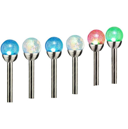 6 PCS Solar Powered Cracked Glass Effect RGB And White