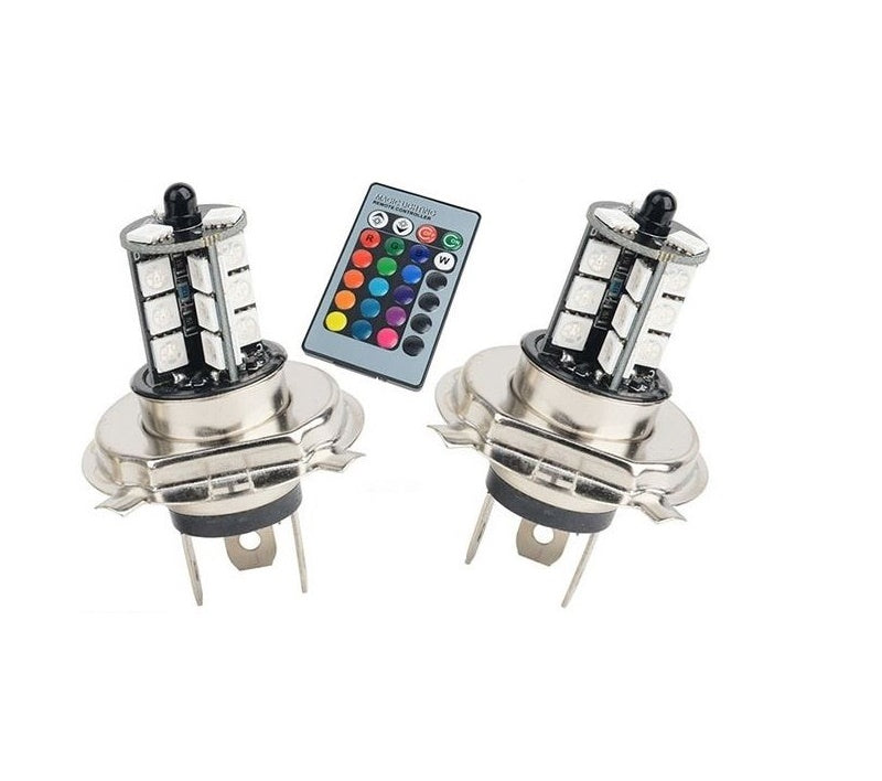 Car RGB H1/H7 Wedge Lamp with Remote Controller Flash/Strobe - Set