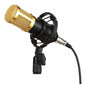 Condenser Microphone With Shock Mount & Anti Wind Foam Cap - Gold