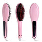 Electric Fast Hair Straightener Brush Comb with LCD Display - Pink