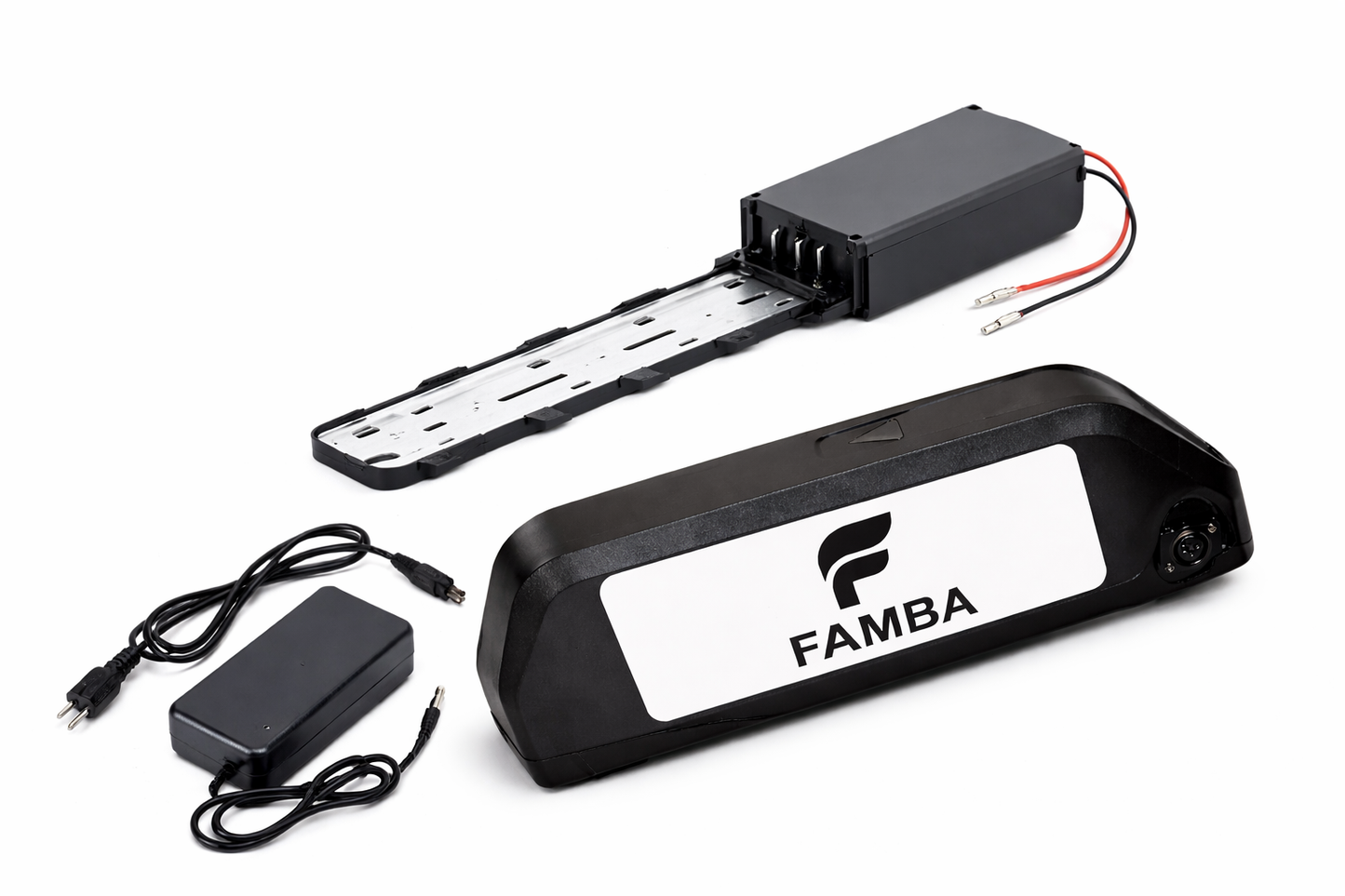 FAMBA 48V 24Ah Lithium-Ion E-Bike Battery – High-Capacity Electric Bike Battery Pack with Charger & Mounting Rail, Compatible with 250W, 500W & 1000W E-Bike Motors