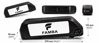 FAMBA 48V 24Ah Lithium-Ion E-Bike Battery – High-Capacity Electric Bike Battery Pack with Charger & Mounting Rail, Compatible with 250W, 500W & 1000W E-Bike Motors