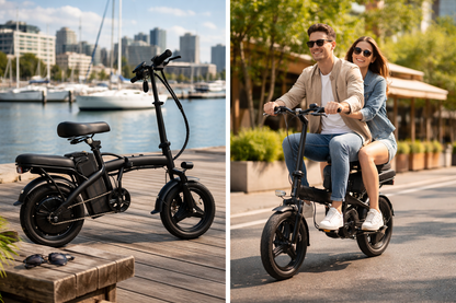 48V 250W 10ah Foldable Fat Tyre Electric Bike – 14” Off-Road E-Bike with Rear Rack & Removable Lithium Battery