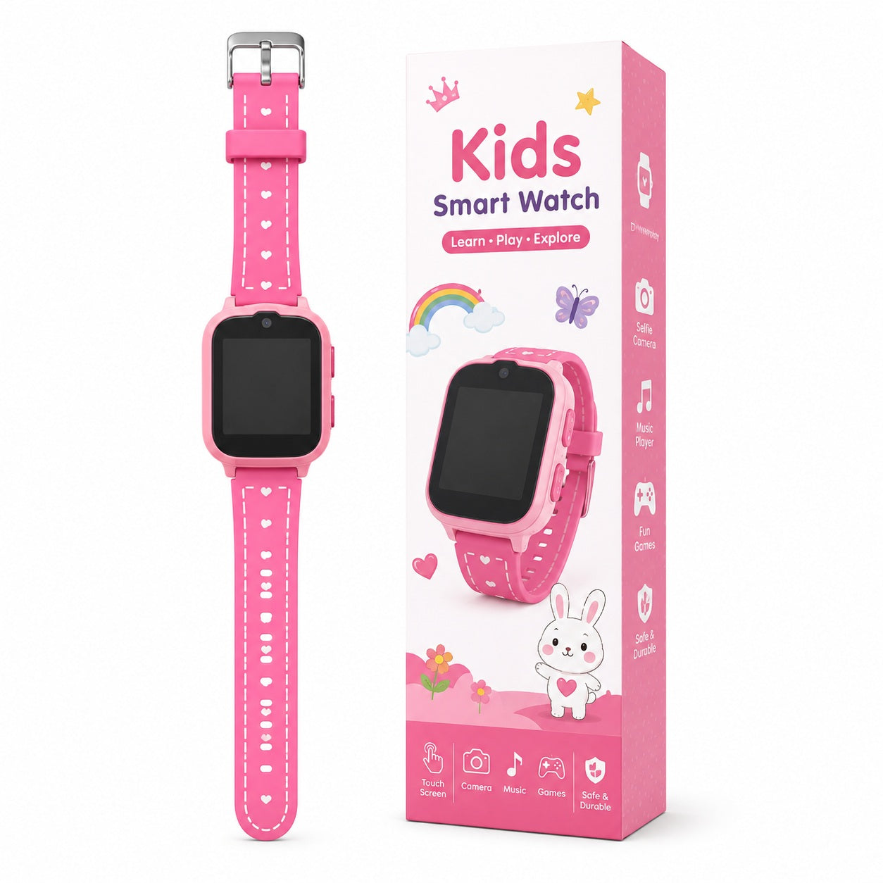 Kids Smart Watch with SIM Card Support, GPS Child Location Tracking, Calling, Camera, SOS, Games & Touch Screen – Children’s Safety Smartwatch for Girls
