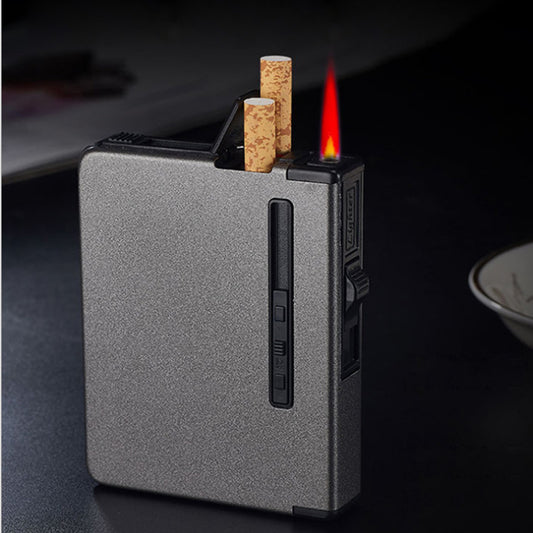 Portable Windproof Metal Cigarette Case Lighter