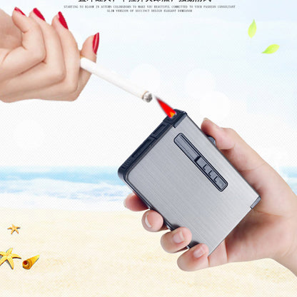 Portable Windproof Metal Cigarette Case Lighter