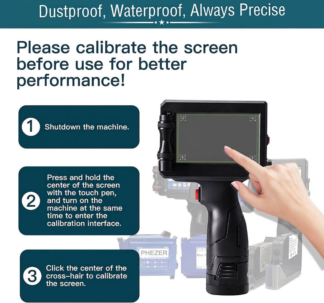 Handheld Inkjet Printer with Touch Screen – Portable Batch Coding & Date Printer for Barcodes, QR Codes, Expiry Dates, Logos & Text – Prints on Plastic, Cartons, Glass, Metal, Wood & Packaging