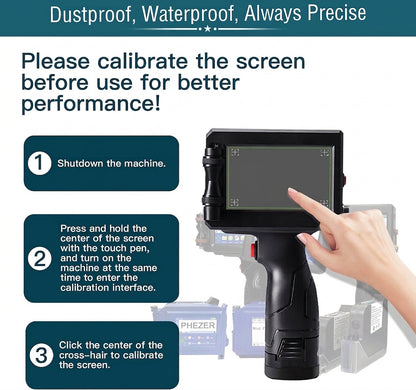 Handheld Inkjet Printer with Touch Screen – Portable Batch Coding & Date Printer for Barcodes, QR Codes, Expiry Dates, Logos & Text – Prints on Plastic, Cartons, Glass, Metal, Wood & Packaging