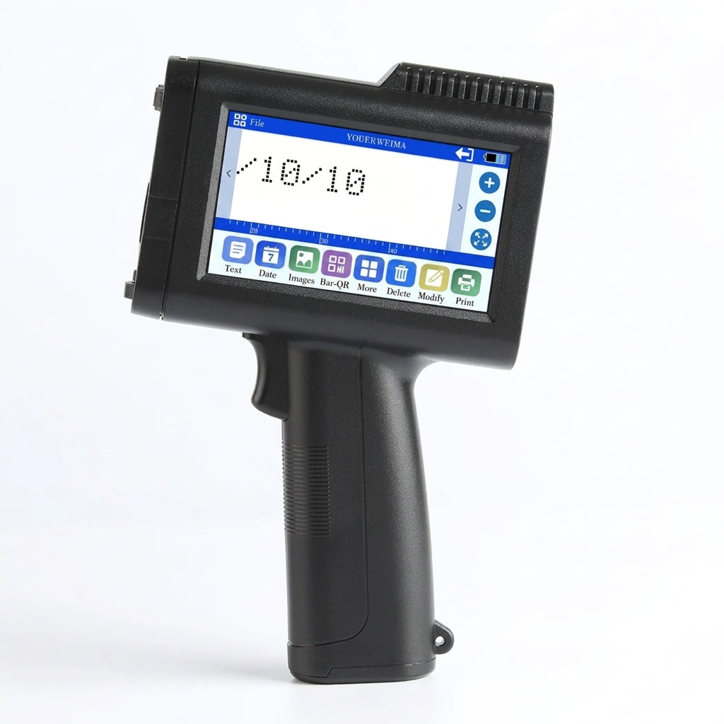 Handheld Inkjet Printer with Touch Screen – Portable Batch Coding & Date Printer for Barcodes, QR Codes, Expiry Dates, Logos & Text – Prints on Plastic, Cartons, Glass, Metal, Wood & Packaging