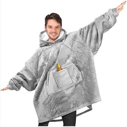 Huggle Hoodie, Ultra Plush Blanket, One Size fit all - Gray