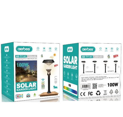 Solar Powered Garden Light RGB + White & Warm White With Remote Control