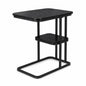 Modern 2-Tier C-Shaped Side Table with Black Marble-Effect Shelves – Sofa, Bedside & Living Room Storage Table