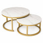 Modern Round Nesting Coffee Table Set of 2 – Luxury Faux Marble Top