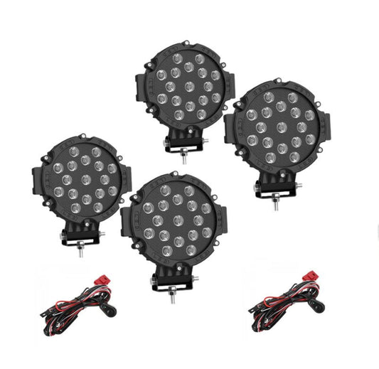 4 Pieces Off-Road 51 Watts Car A Fog Light/Work Spot Light & Wiring Harness