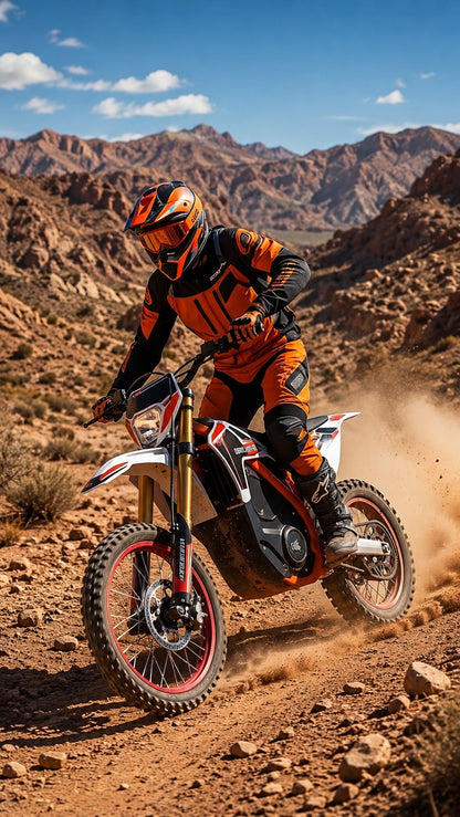 72V 3000W Electric Dirt Bike with 72V 30Ah Lithium Battery, Off-Road Tyres (Orange & Black)