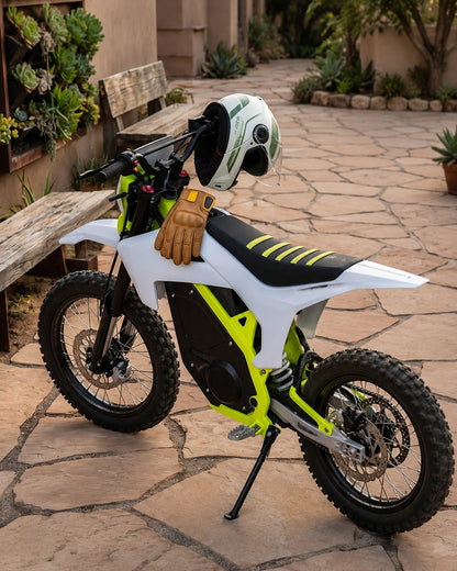 72V 3000W Electric Dirt Bike with 72V 30Ah Lithium Battery, Off-Road Tyres (White & Yellow)