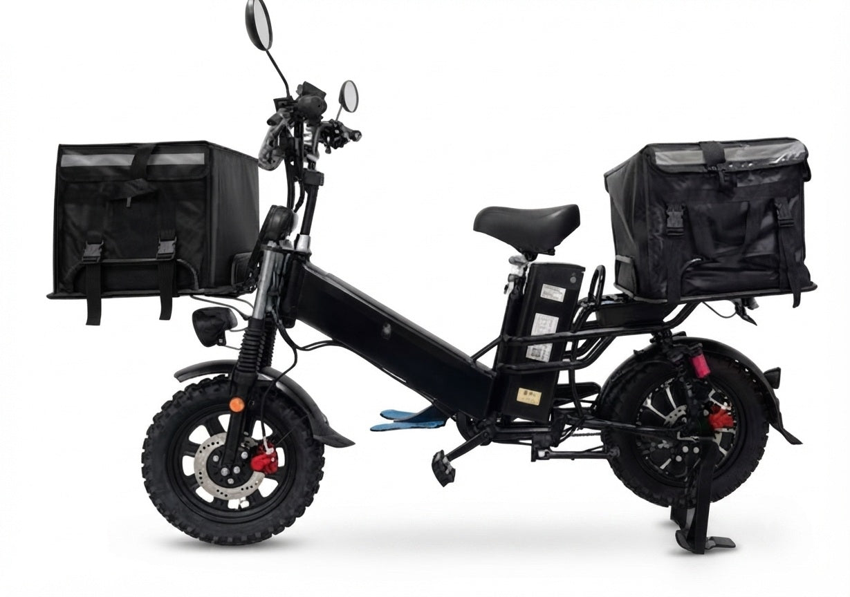 14-Inch Electric Cargo Delivery Bike – Heavy Duty Commercial E-Bike with Rear Cargo Rack