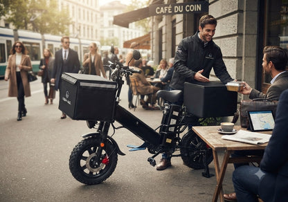 14-Inch Electric Cargo Delivery Bike – Heavy Duty Commercial E-Bike with Rear Cargo Rack