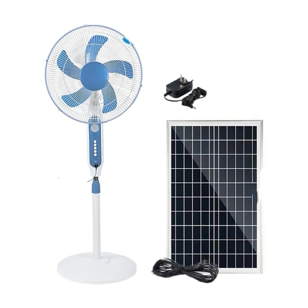 16″ 20W Solar Powered Fan With LED Light And USB Port