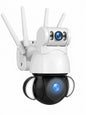 Dual-Lens 4K HD Outdoor PTZ Security Camera – Wireless WiFi Dome Surveillance System with Dual-Screen Tracking, Full-Color Night Vision, 4-Antenna Signal Boost, and Two-Way Audio
