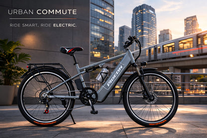 48V 250W Electric Commuter Bike (Blue) – 48V 8Ah Lithium Battery, 26” Wheels, Rear Rack & Disc Brakes