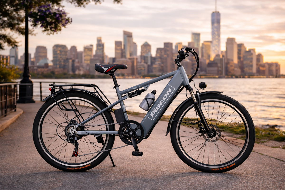 48V 250W Electric Commuter Bike (Blue) – 48V 8Ah Lithium Battery, 26” Wheels, Rear Rack & Disc Brakes