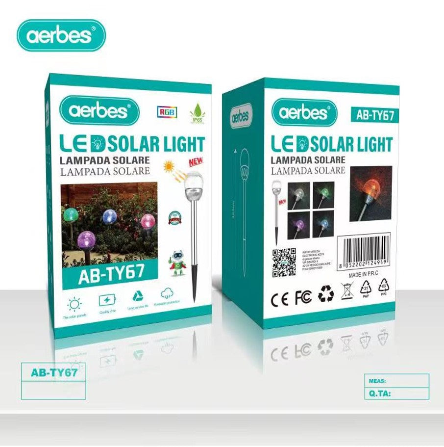 6 PCS Solar Powered Cracked Glass Effect RGB And White