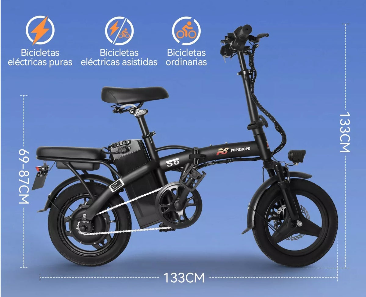 Pop Shope S6 Folding Electric Bike 35km/h Max. 750w