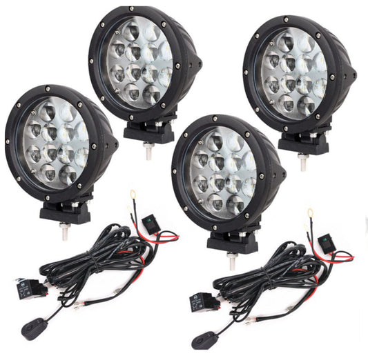 60W Black Round Off-Road LED Driving Spot Lights Value Pack