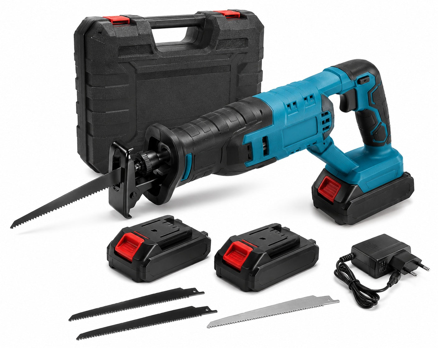 Rechargeable Cordless Reciprocating Saw Kit with Battery, Charger & Carry Case – Portable Electric Cutting Saw for Wood, Plastic, Branches, DIY Repairs & Workshop Use