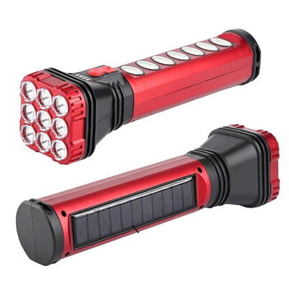 18W Rechargeable Solar Powered 9 LED +7 COB Flashlight