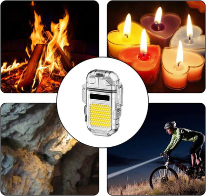 Rechargeable Mini Hook Flashlight With Lighter Clear Case + Type C Charger Cable