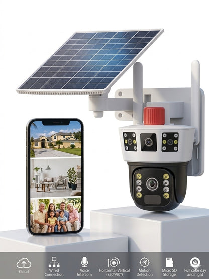4K Dual-Lens Solar Powered 4G LTE PTZ Security Camera