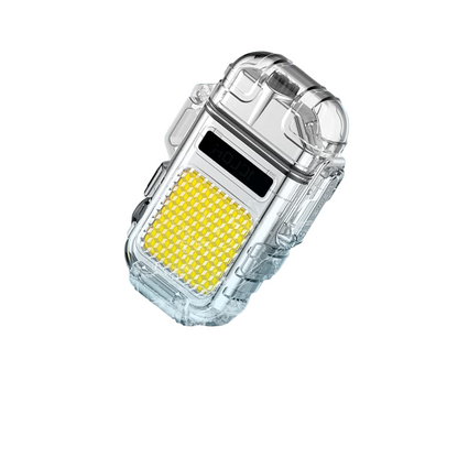 Rechargeable Mini Hook Flashlight With Lighter Clear Case + Type C Charger Cable