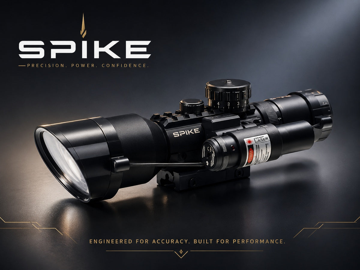 SPIKE 3-9x50 AOE Optical Scope with Red Laser, Adjustable Magnification, 50mm Objective Lens & Mounting Rings – Outdoor Precision Viewing Accessory