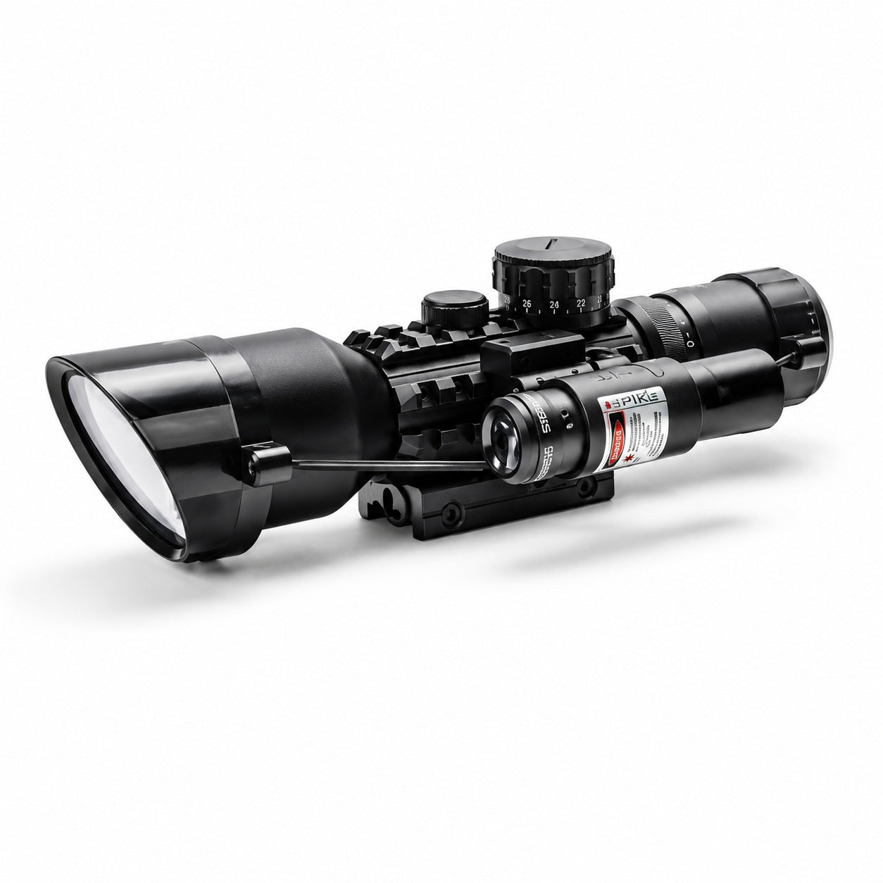 SPIKE 3-9x50 AOE Optical Scope with Red Laser, Adjustable Magnification, 50mm Objective Lens & Mounting Rings – Outdoor Precision Viewing Accessory