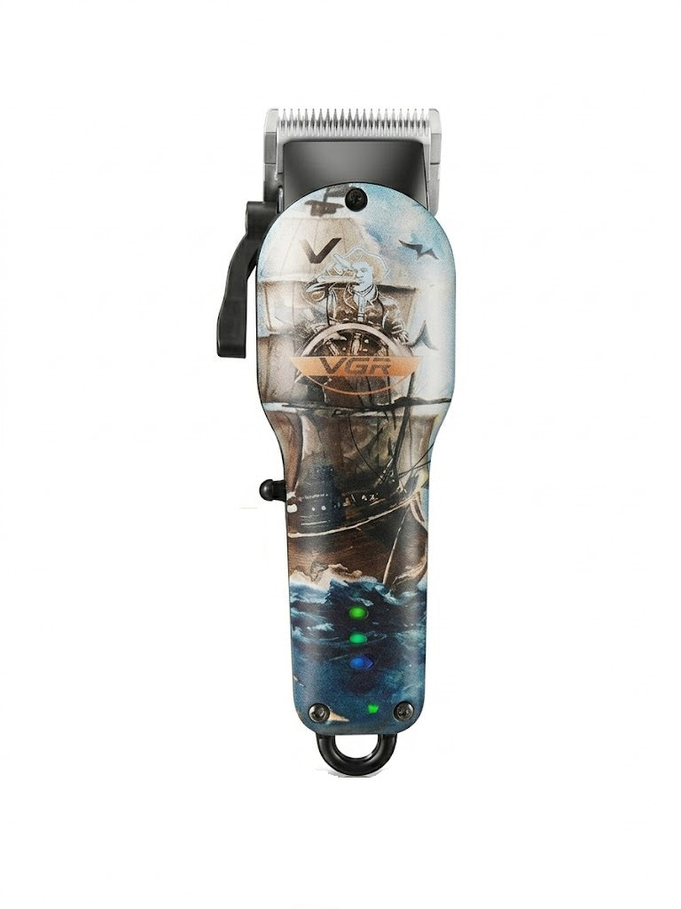 VGR Voyager V-690 Professional Cordless Hair Clipper – Limited Edition Nautical Print Hair Trimmer with 1400mAh Lithium Battery, Precision Taper Lever, and USB Fast Charging