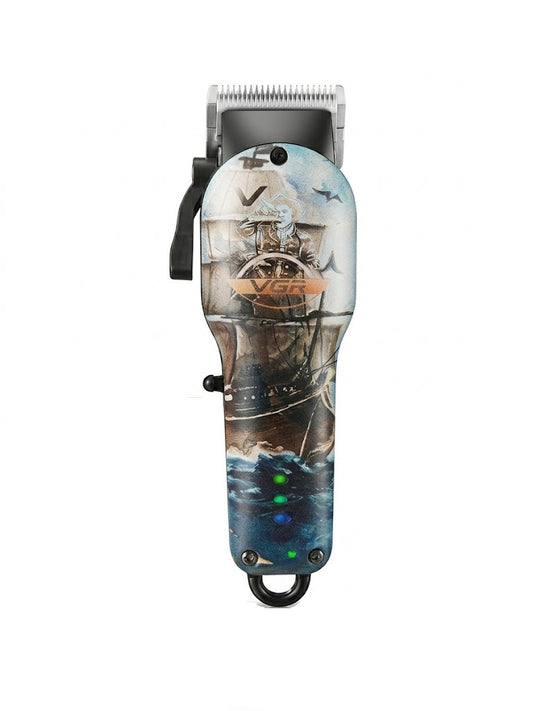 VGR Voyager V-690 Professional Cordless Hair Clipper – Limited Edition Nautical Print Hair Trimmer with 1400mAh Lithium Battery, Precision Taper Lever, and USB Fast Charging