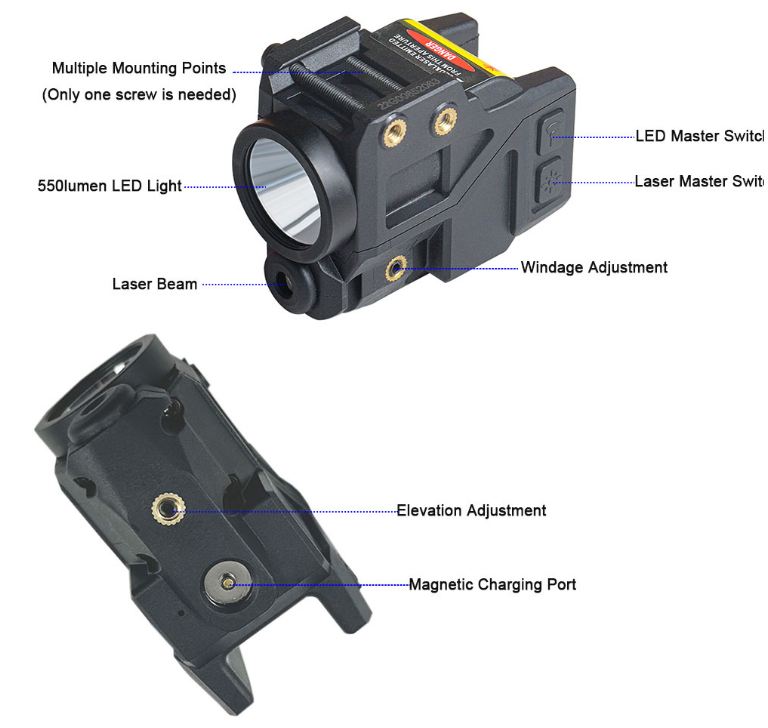 Tactical High Lumen 500lm LED Flashlight And Laser Sight Combo