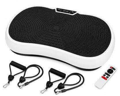 Full Body Vibration Plate Exercise Machine with Resistance Bands, Remote Control, Multi-Speed Settings & Non-Slip Platform for Home Fitness Workouts