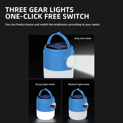 Solar Powered Hanging Camping Light With Torch