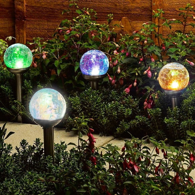 6 PCS Solar Powered Cracked Glass Effect RGB And White