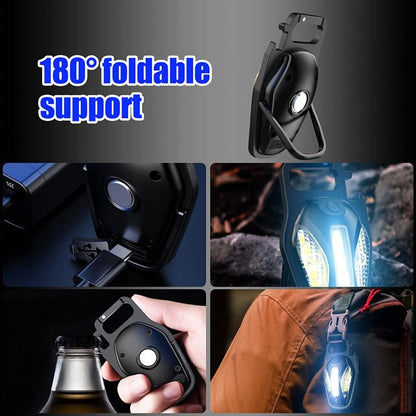 Rechargeable Magnetic LED + COB Keychain Torch With Carabiner Hook