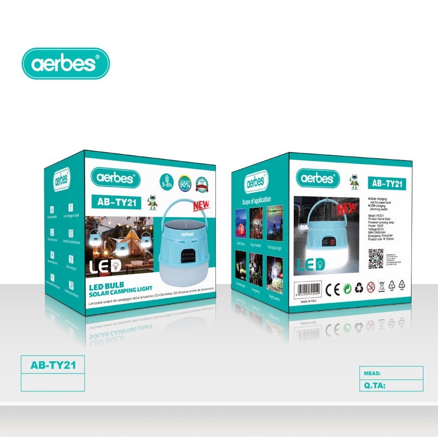 100W Solar Powered Camping Light With A Hook