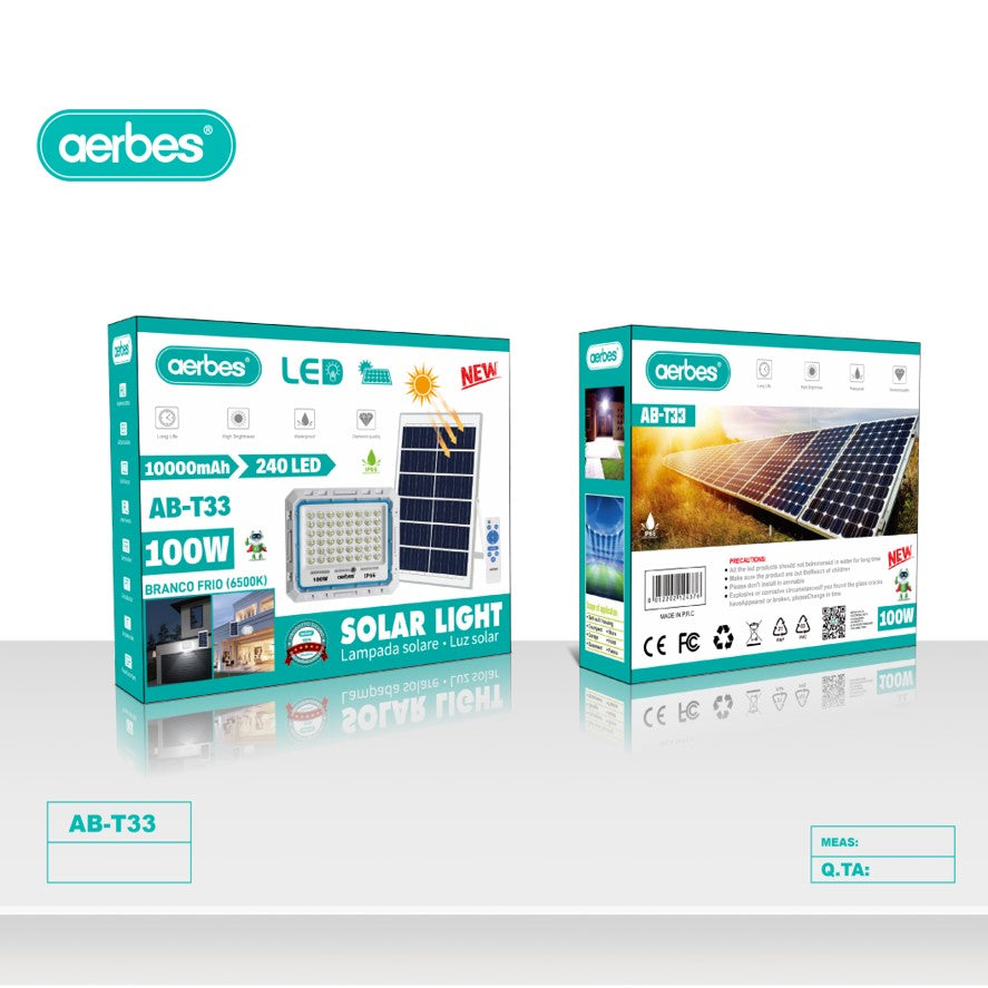100W Solar Powered LED Floodlight With Remote Control