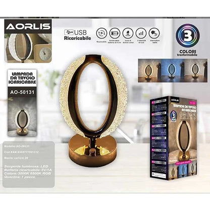 Heaven Gate Rechargeable 3 LED Crystal Table Lamp